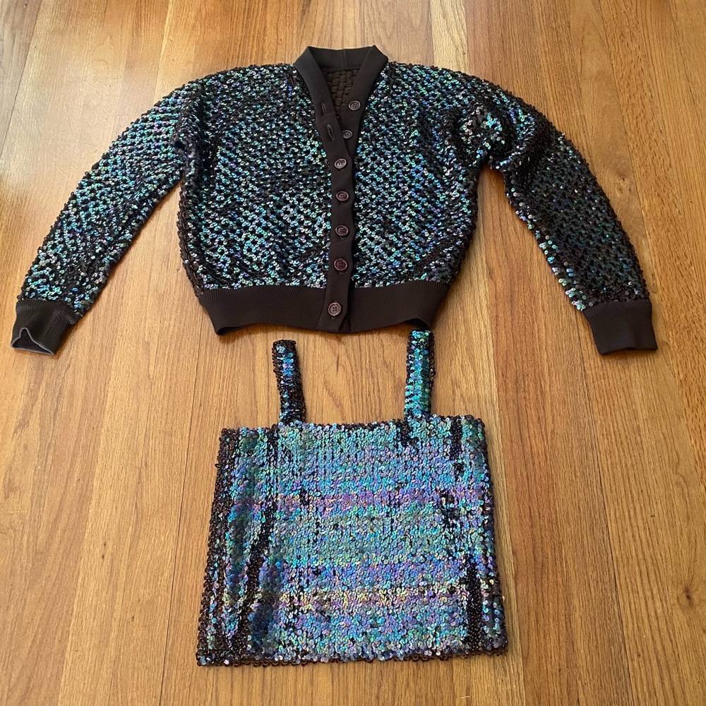 Vintage Sequin Cardigan and Top Set